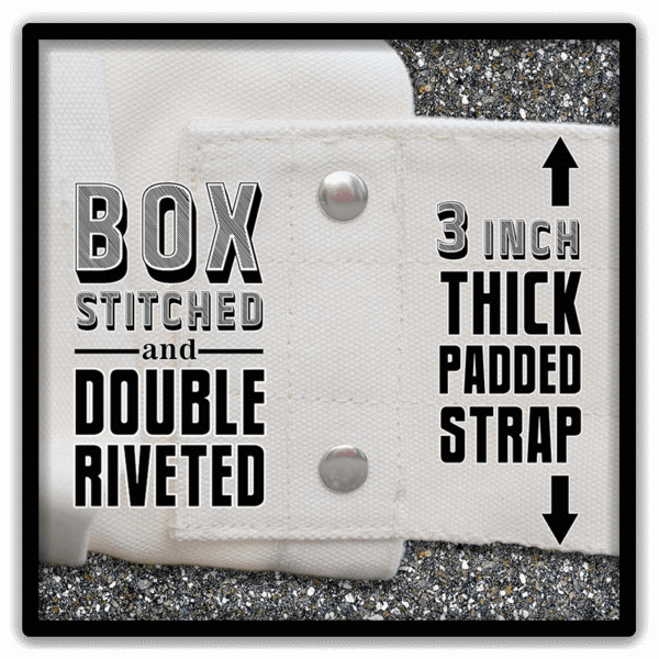 paperboy style canvas carrier with double‑riveted straps