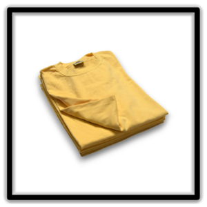 Printer's Half Dozen of vintage double-stitch blank T-shirts in yellow, size L - angle view