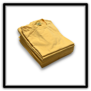 Printer's Dozen of vintage double-stitch blank T-shirts in yellow, size XL - angle view