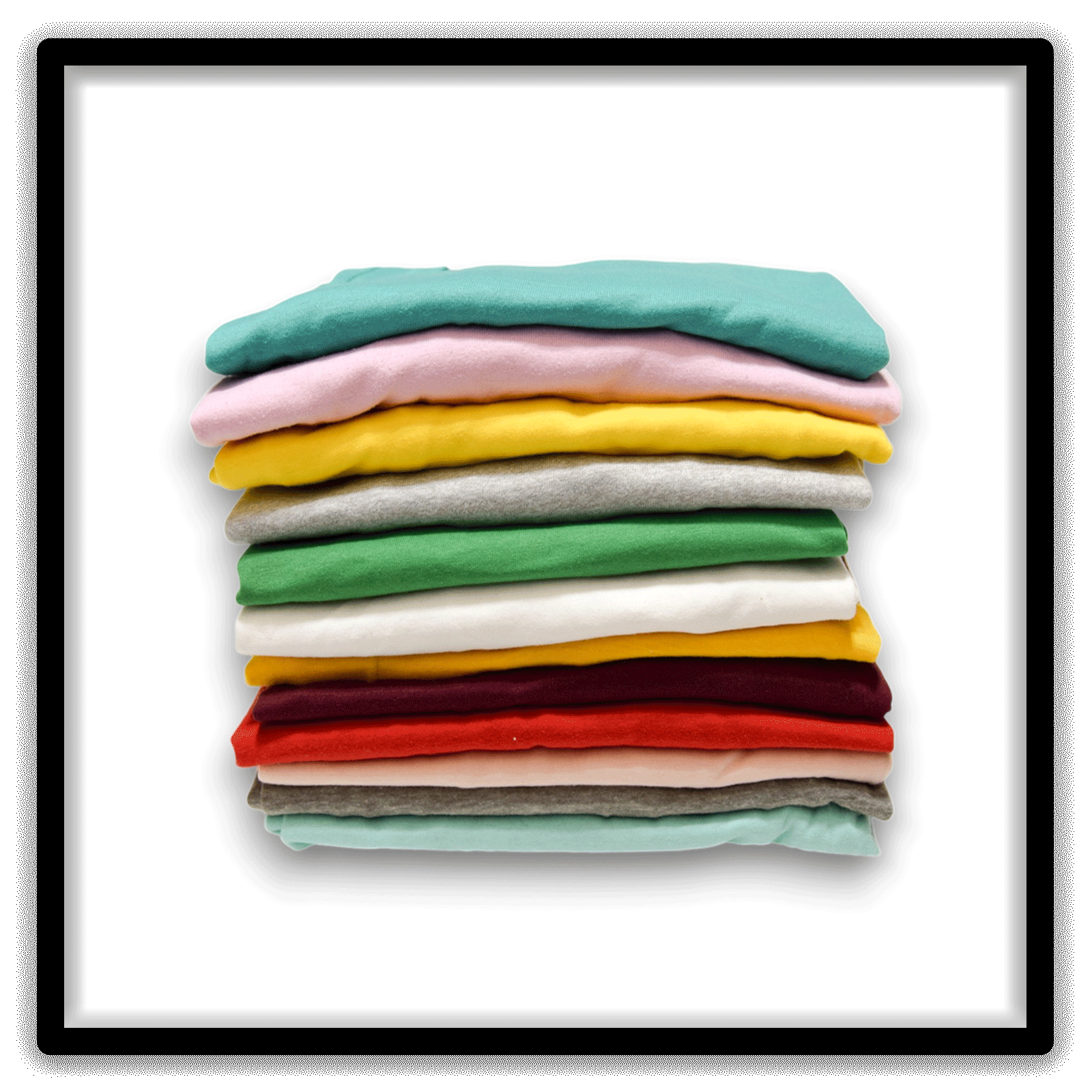 Mixed Dozen of 12 vintage single-stitch blank T-shirts, stack front