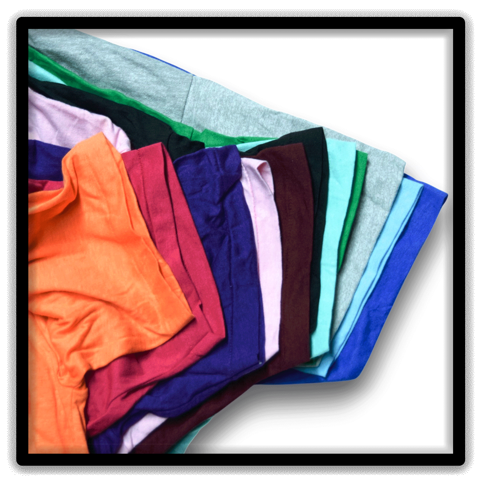 Mixed Dozen of 12 vintage single-stitch blank T-shirts, assortment angle