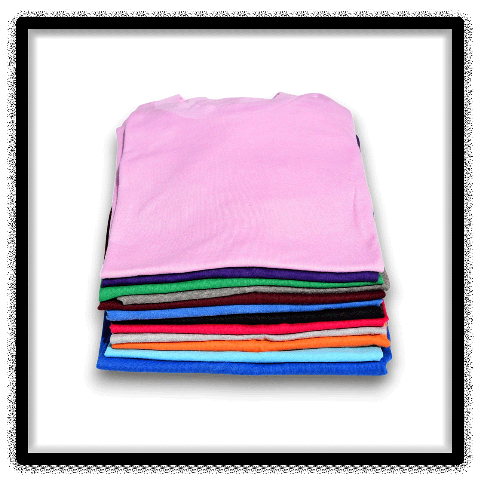Mixed Dozen of 12 vintage single-stitch blank T-shirts, stack front alternate