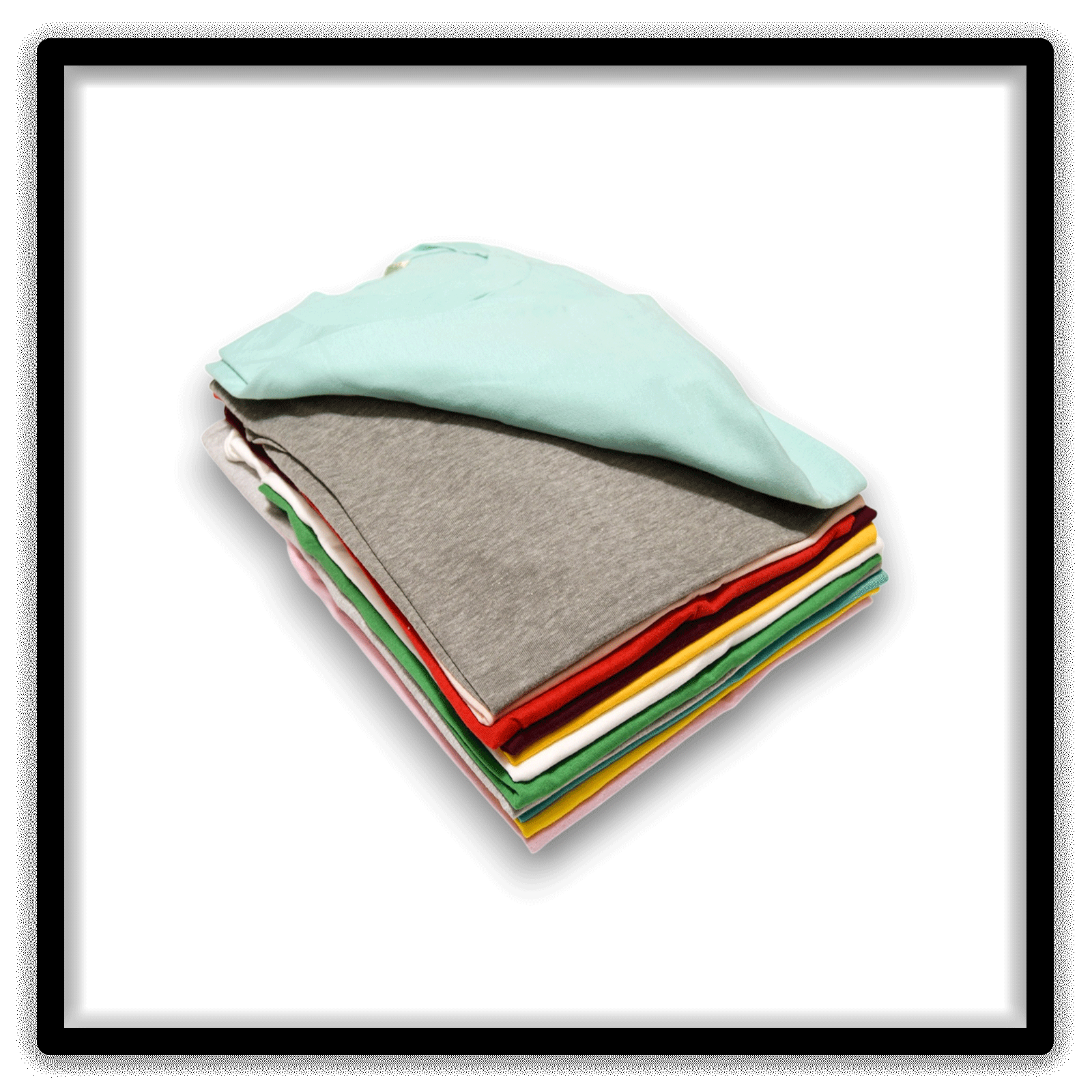 Mixed Dozen of 12 vintage single-stitch blank T-shirts, stack angle alternate