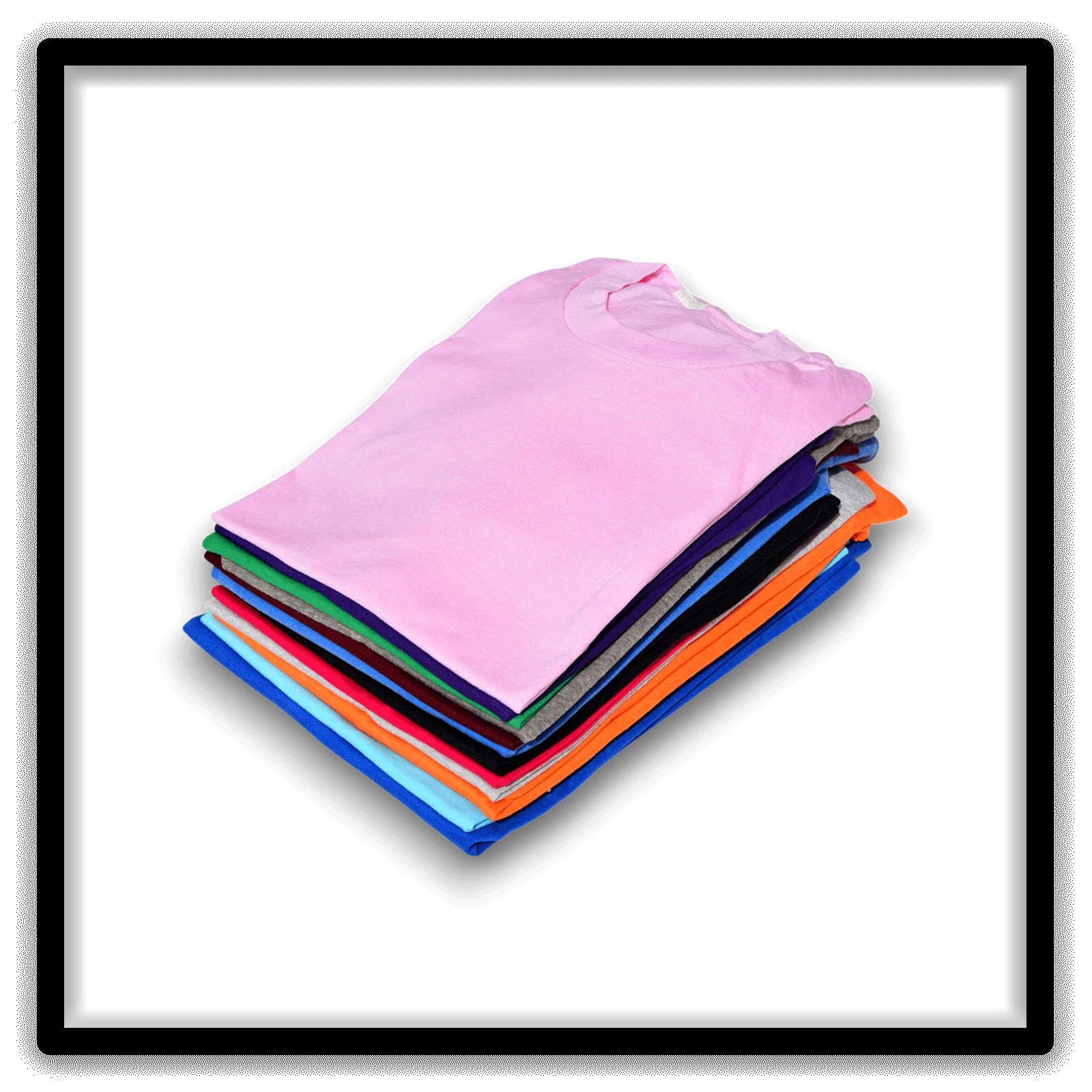 Mixed Dozen of 12 vintage single-stitch blank T-shirts, stack angle secondary