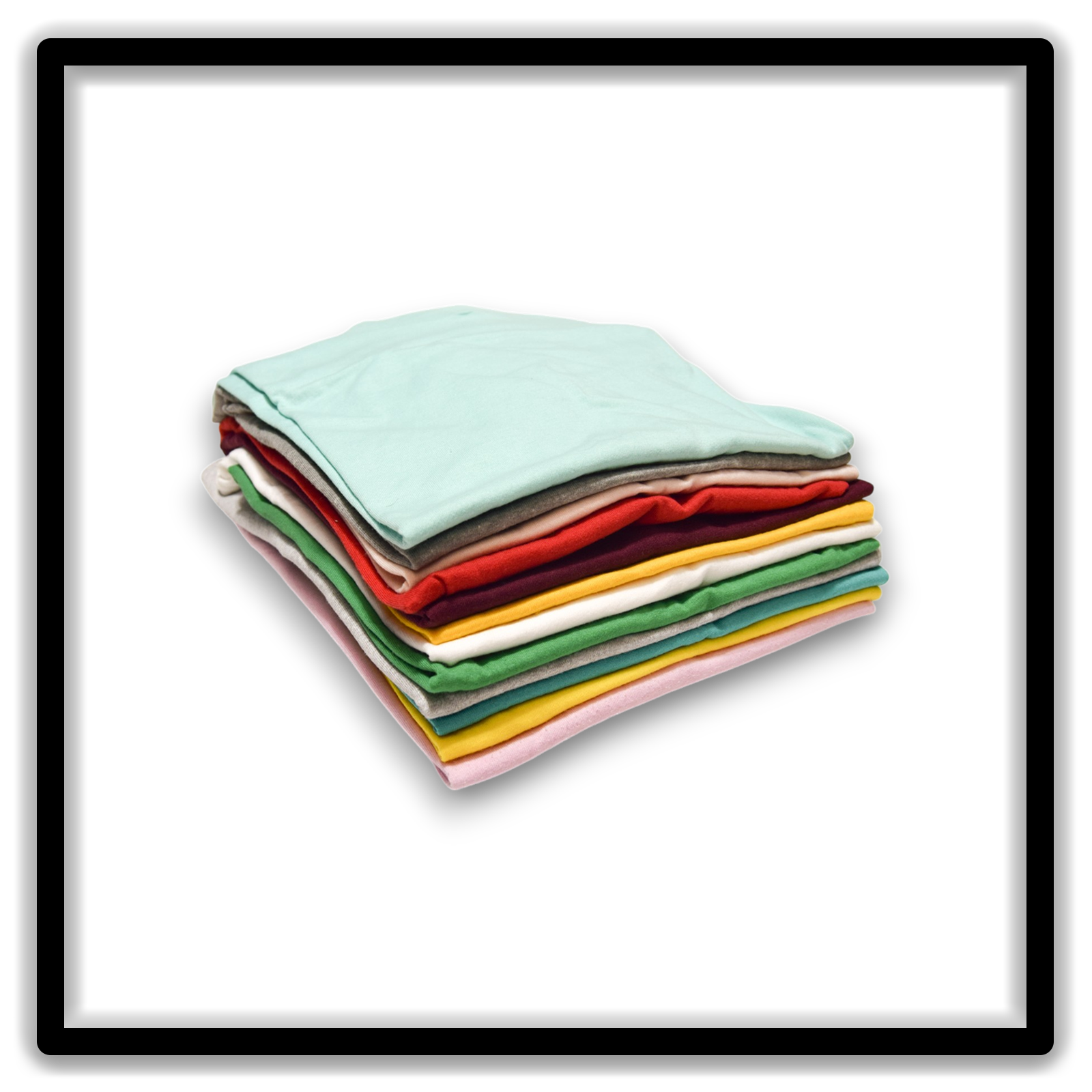 Mixed Dozen of 12 vintage single-stitch blank T-shirts, stack side