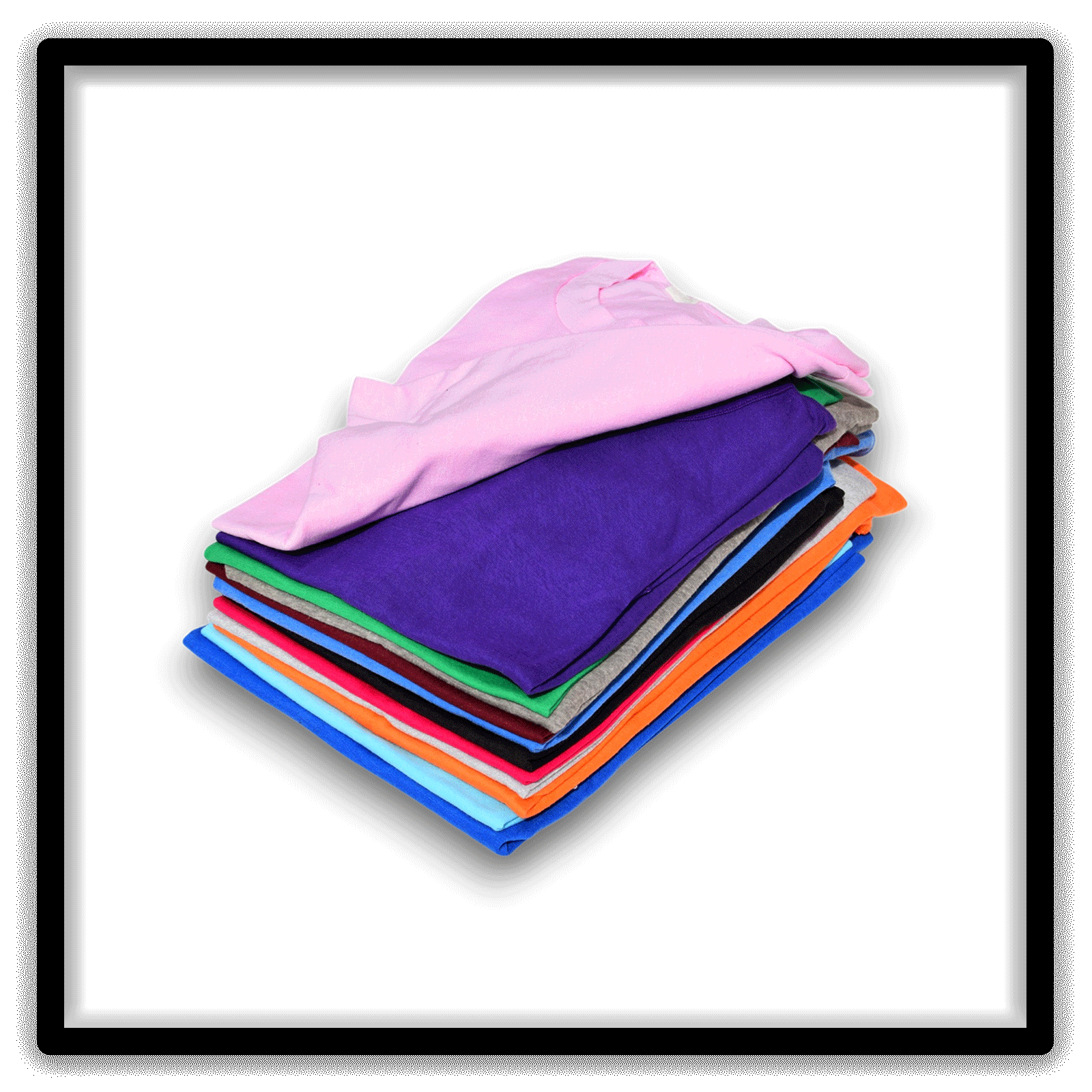 Mixed Dozen of 12 vintage single-stitch blank T-shirts, lifted top angle