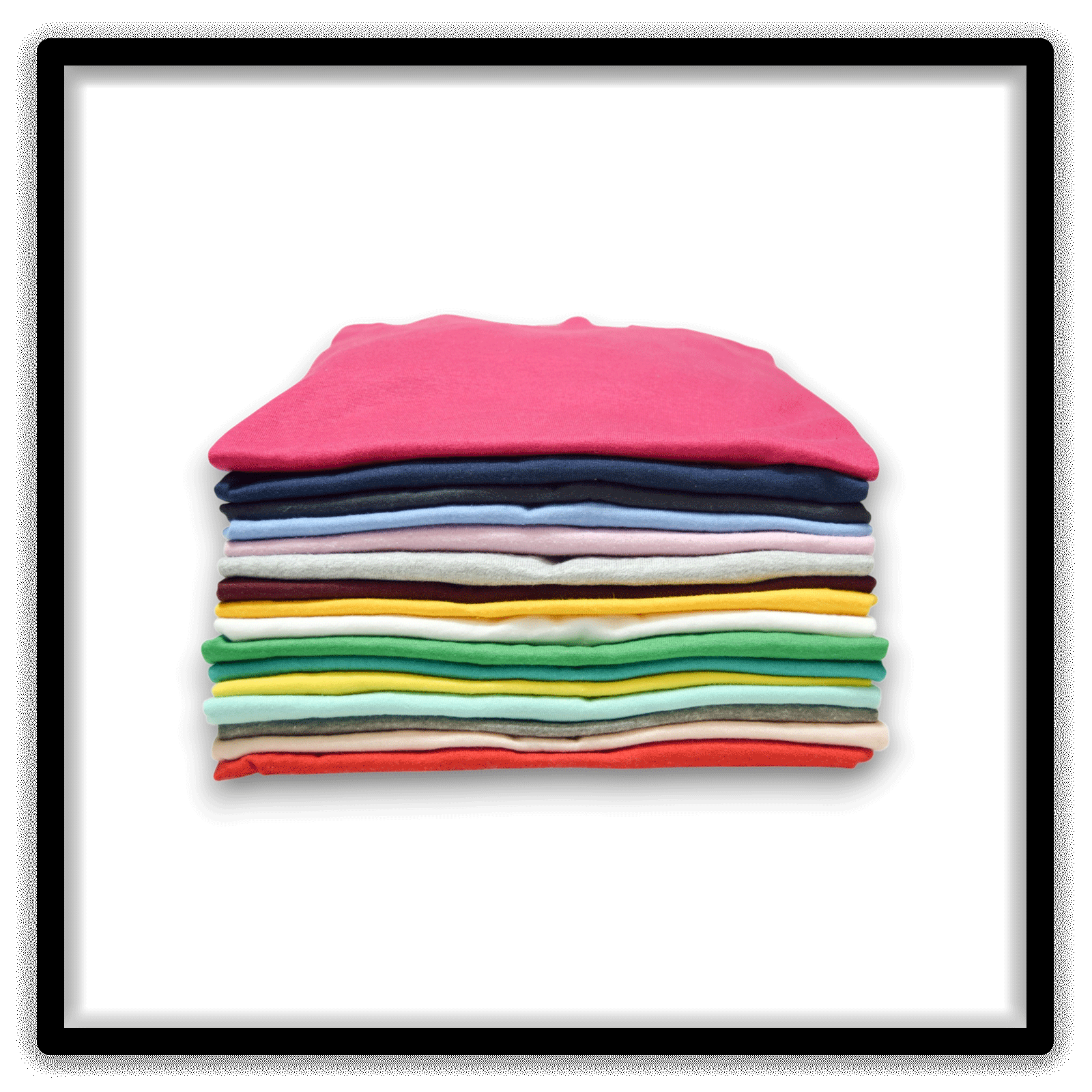 Mixed Dozen of 12 vintage single-stitch blank T-shirts, stack front secondary