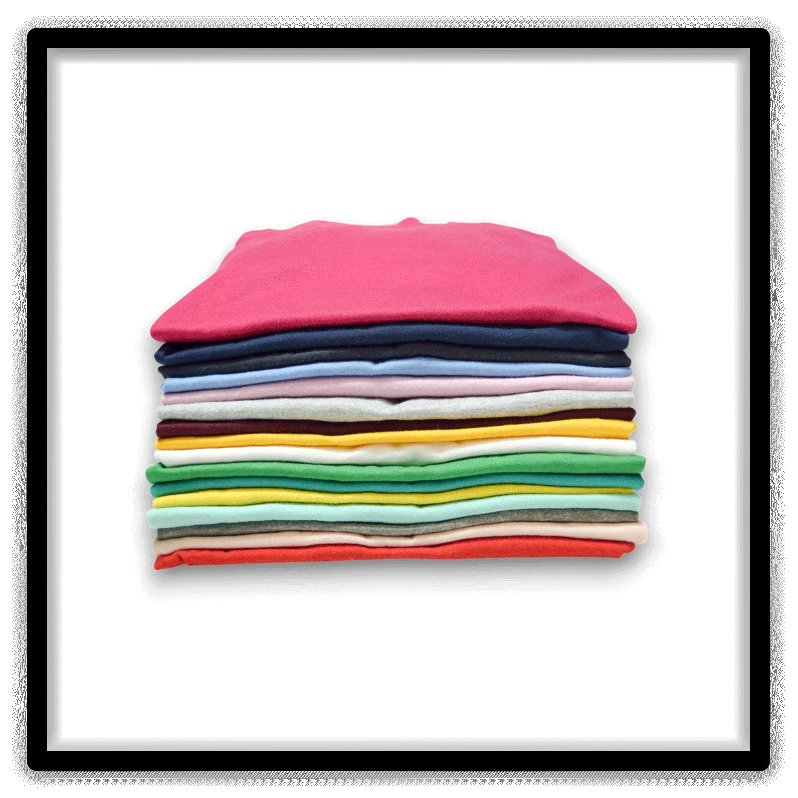 Mixed Dozen of 12 vintage single-stitch blank T-shirts, stack front third