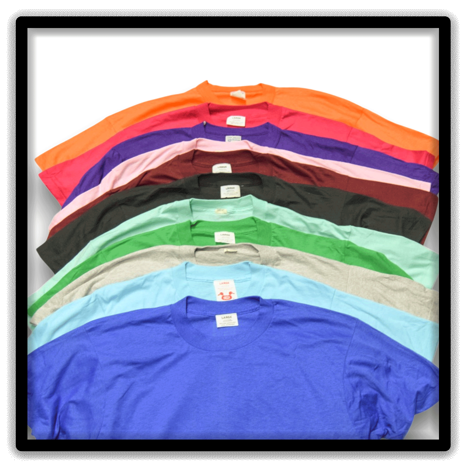 Mixed Dozen - 12 Vintage Single-Stitch Blank T-Shirts, collar fan alternate