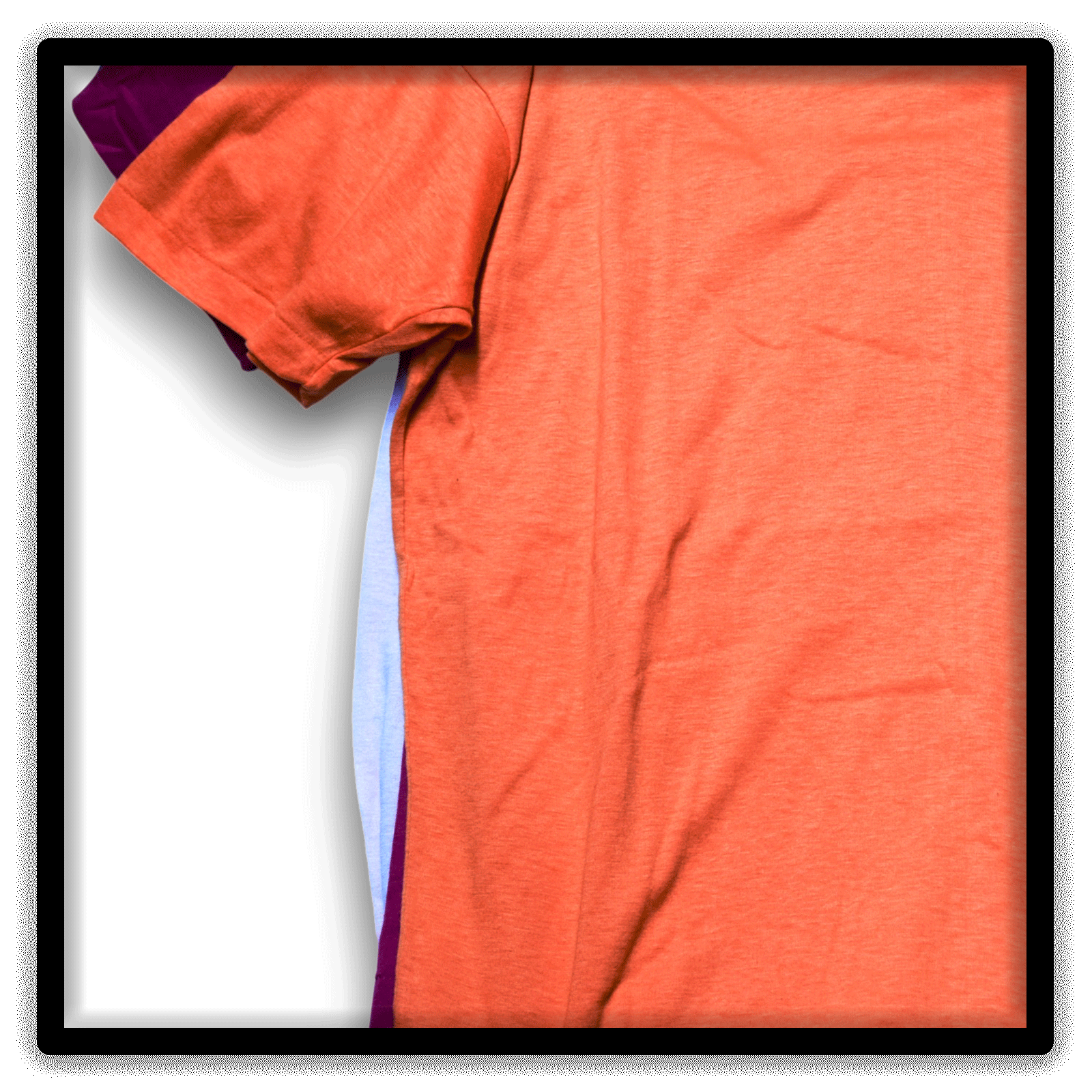 Mixed Dozen of 12 vintage single-stitch blank T-shirts, orange shirt detail