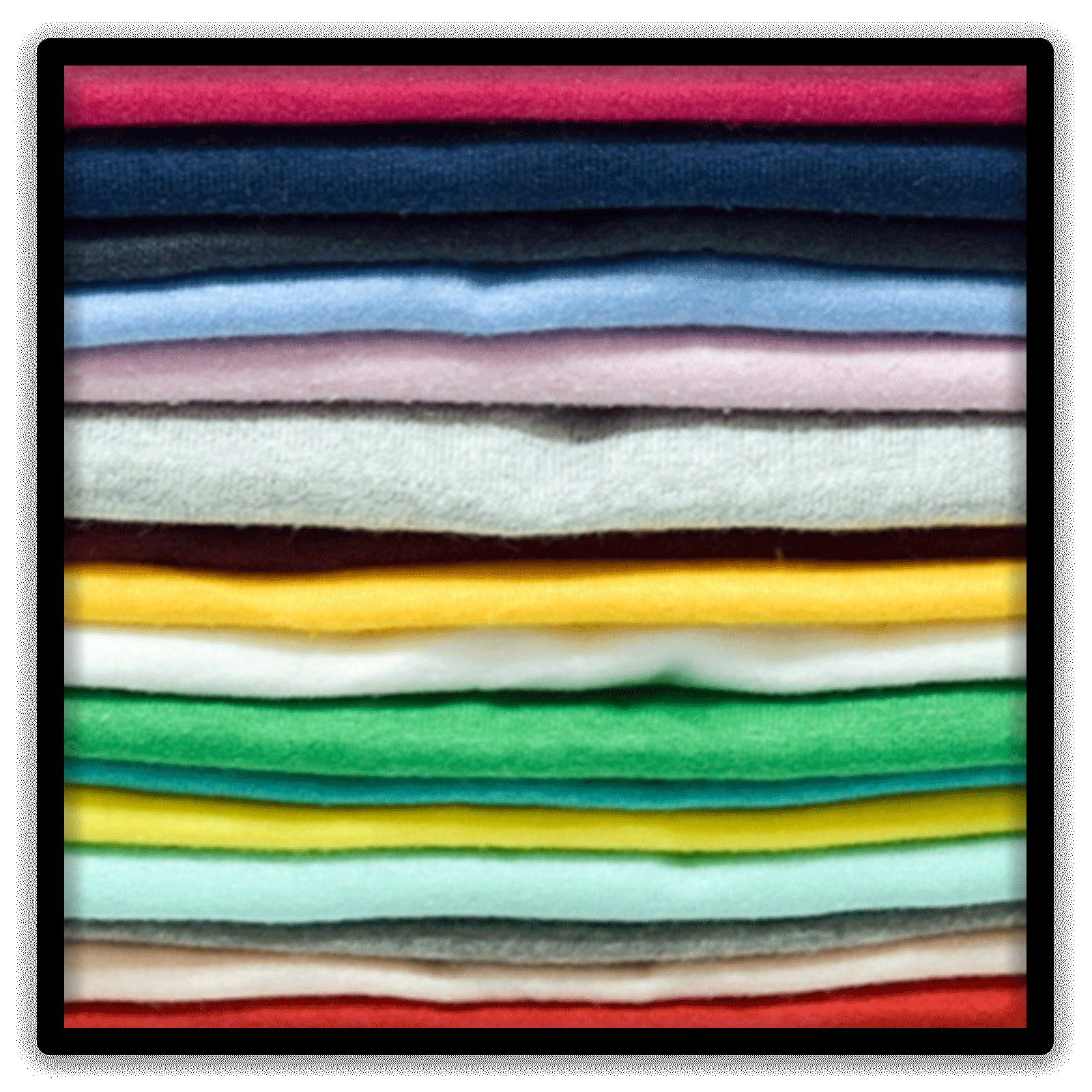 Mixed Dozen of 12 vintage single-stitch blank T-shirts, stack layer detail