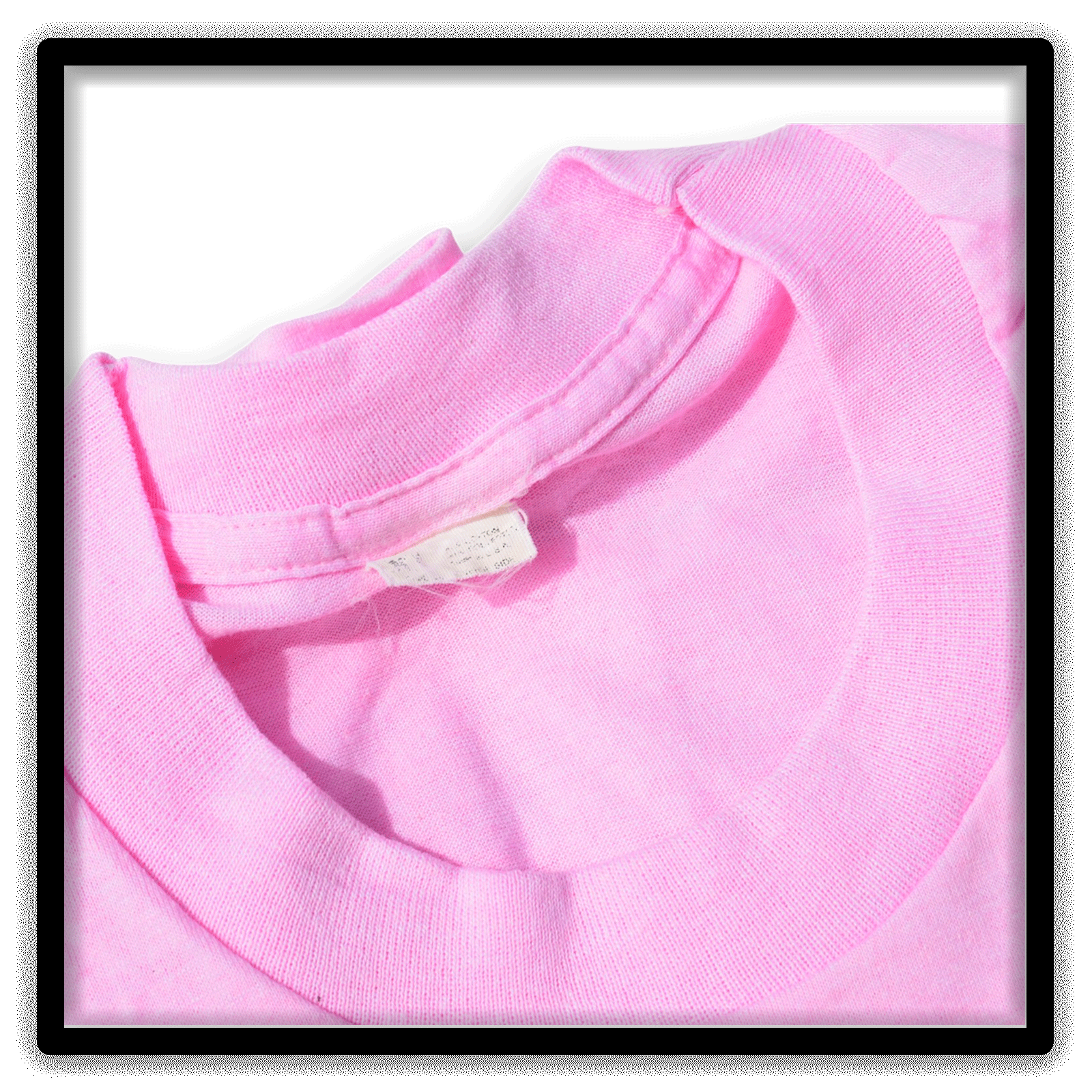 Mixed Dozen of 12 vintage single-stitch blank T-shirts, collar detail pink