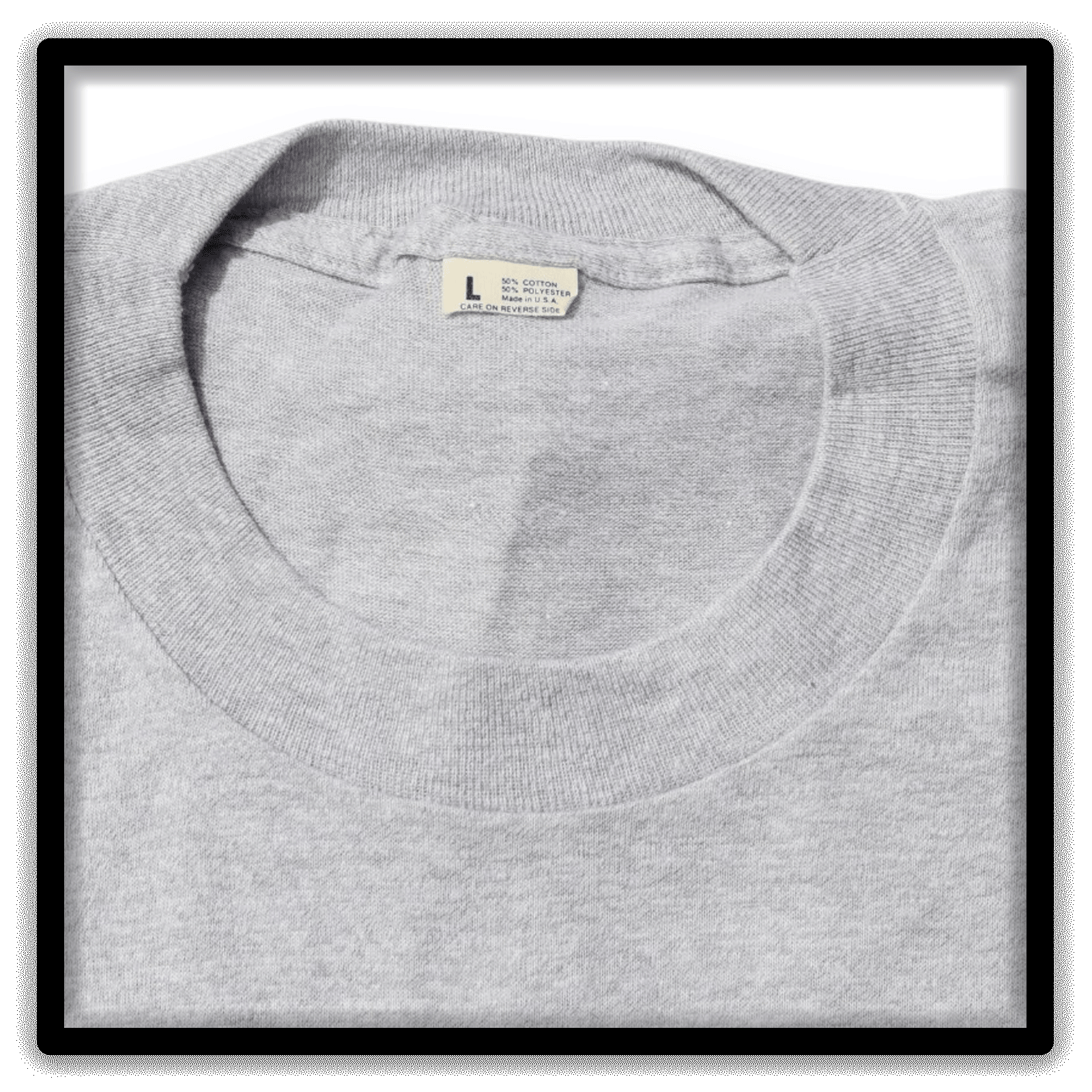Mixed Dozen of 12 vintage single-stitch blank T-shirts, collar detail gray