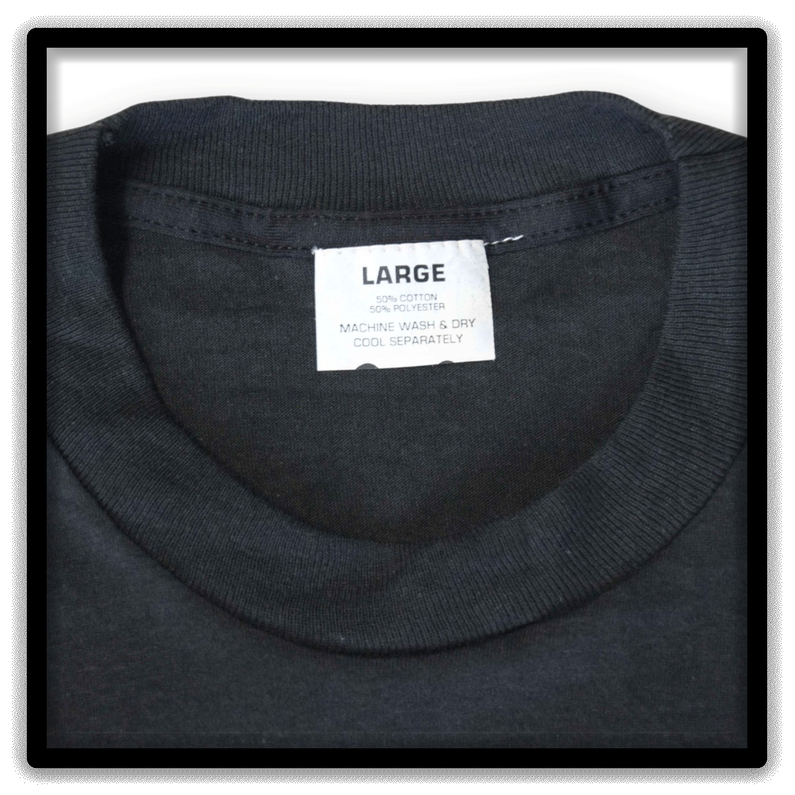 Mixed Dozen of 12 vintage single-stitch blank T-shirts, tag detail black
