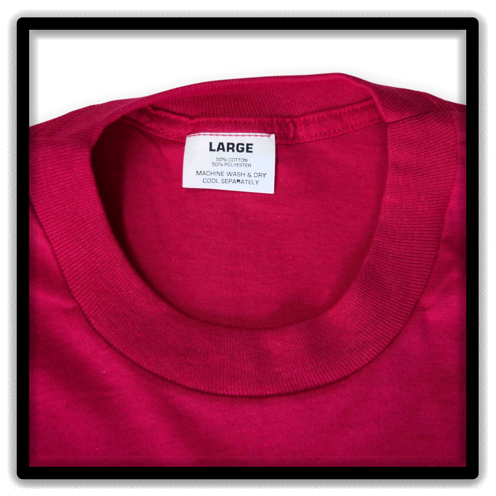 Mixed Dozen of 12 vintage single-stitch blank T-shirts, collar tag detail red