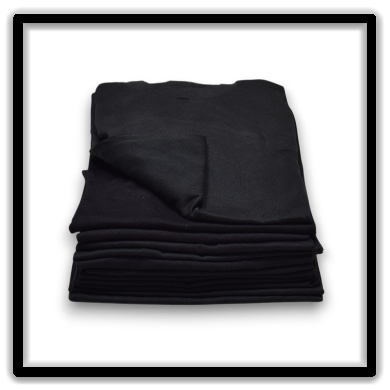 Printer's Dozen Black Large vintage single-stitch blank T-shirts, stack front