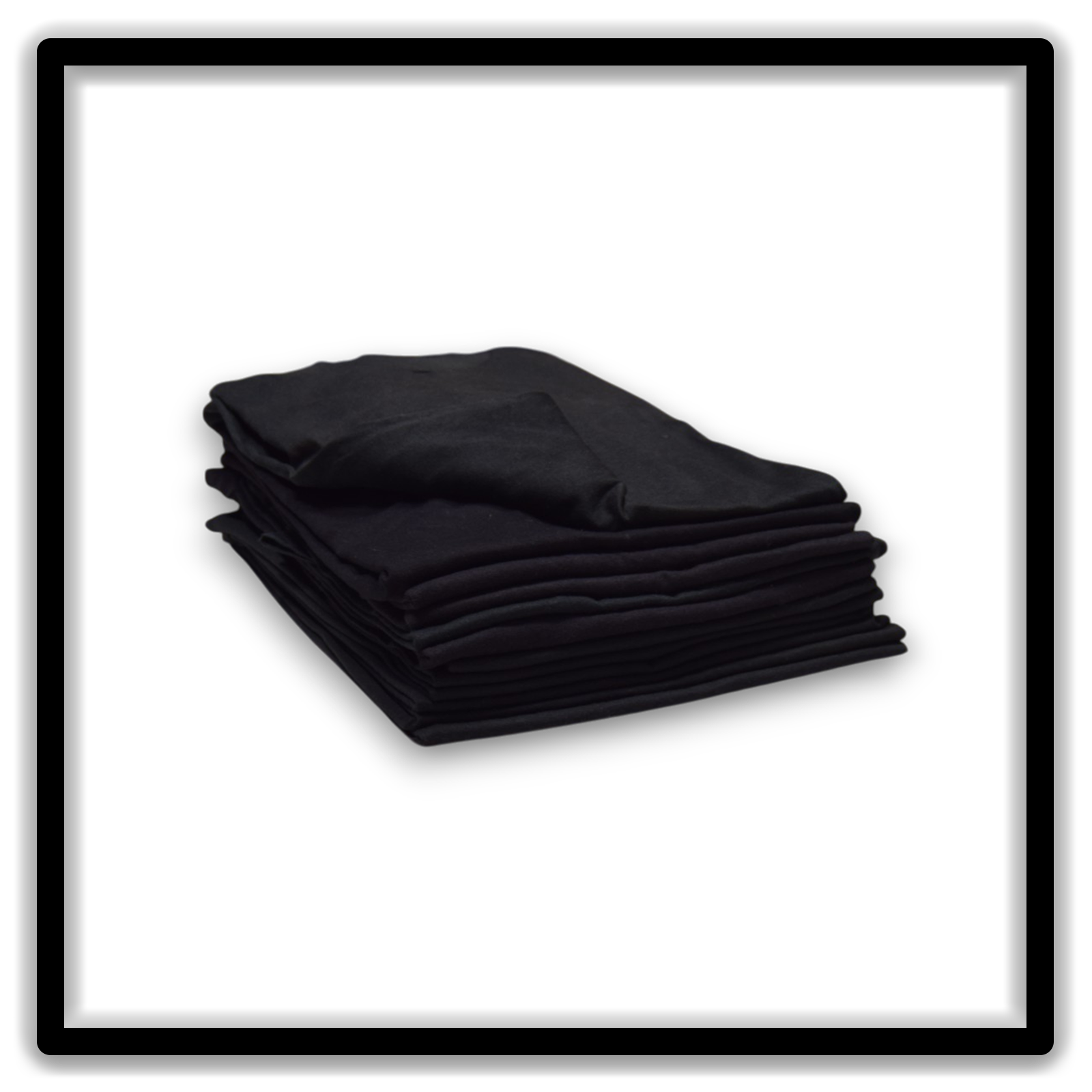 Printer's Dozen Black Large vintage single-stitch blank T-shirts, stack angle alternate