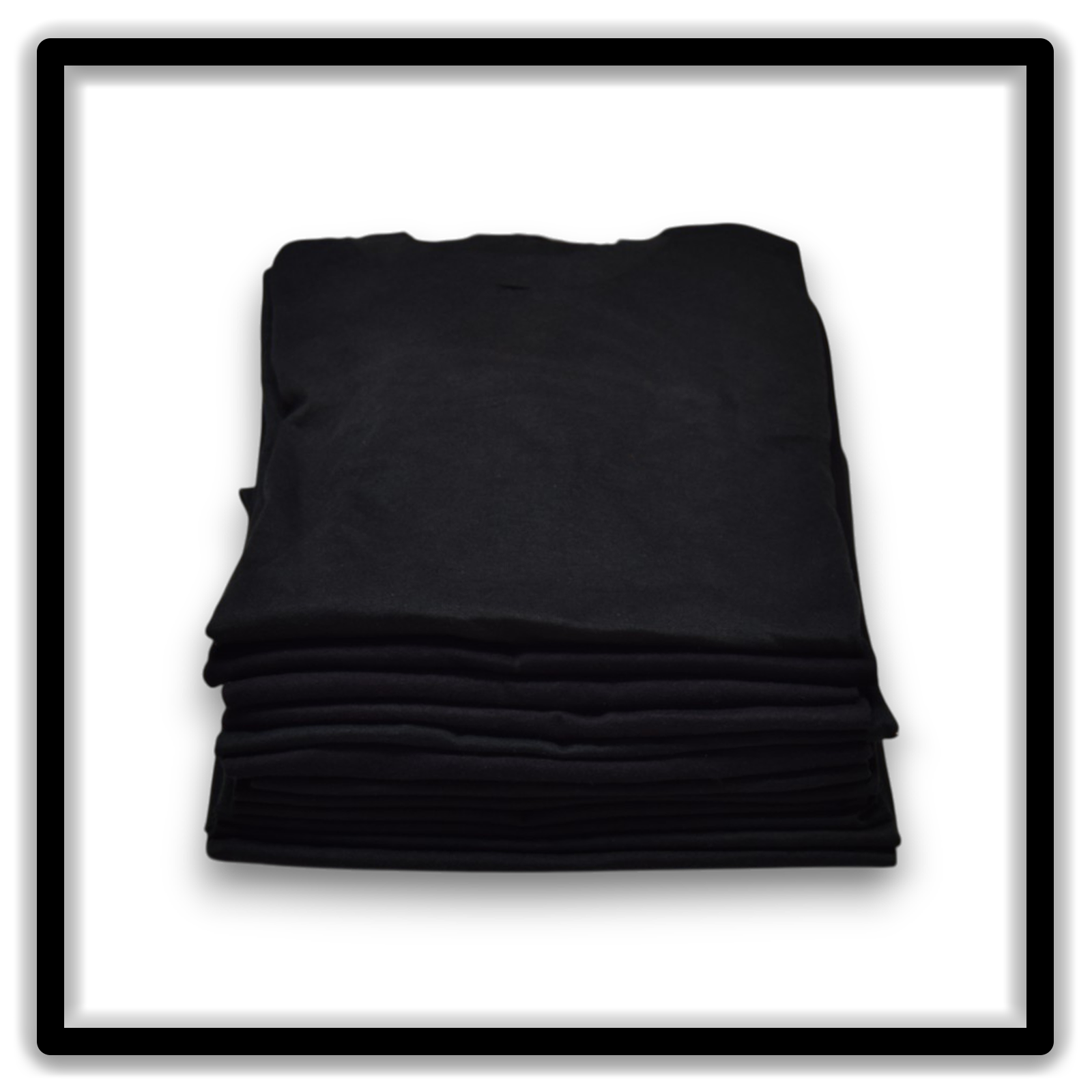 Printer's Dozen Black Large vintage single-stitch blank T-shirts, stack front alternate