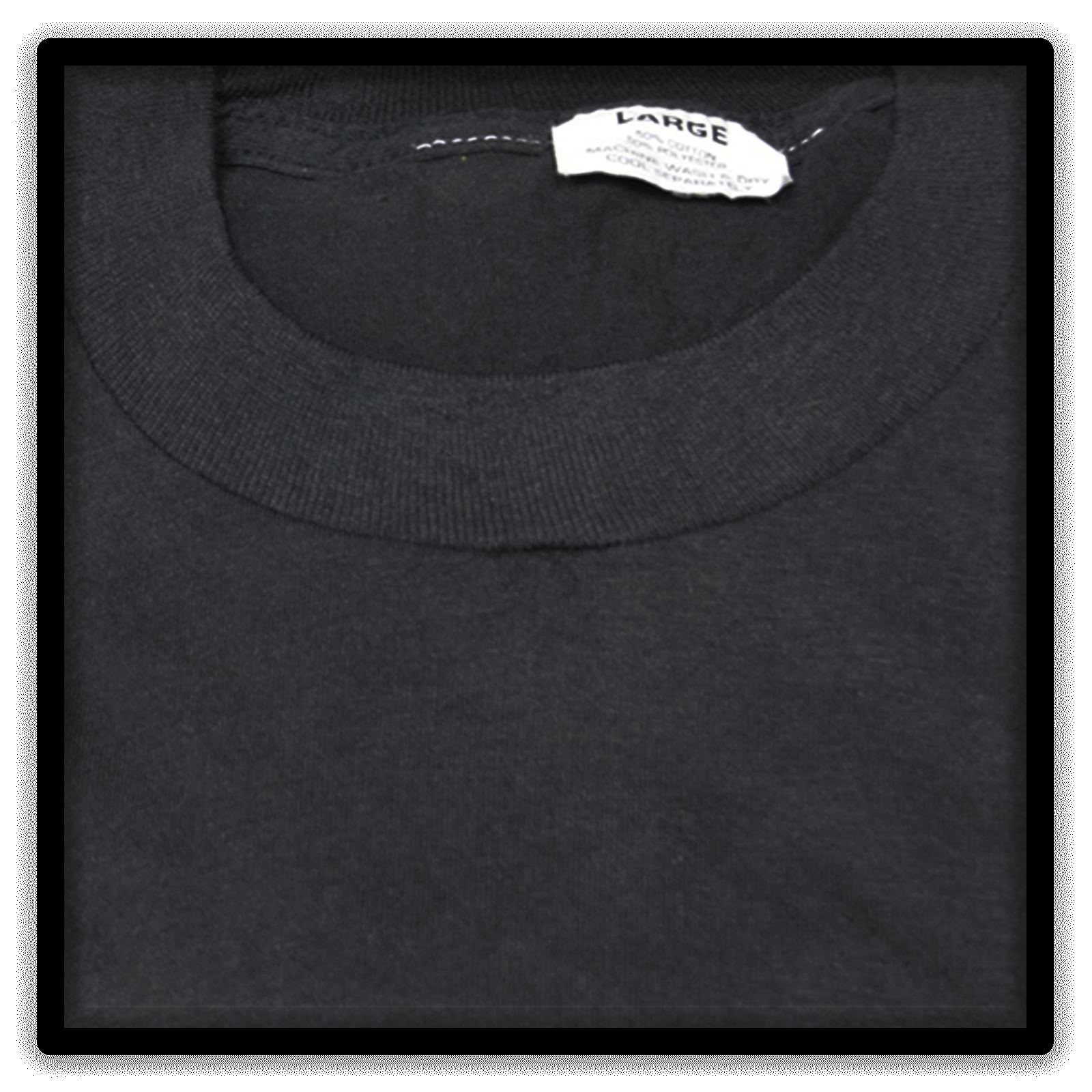 Printer's Dozen Black Large vintage single-stitch blank T-shirts, collar detail