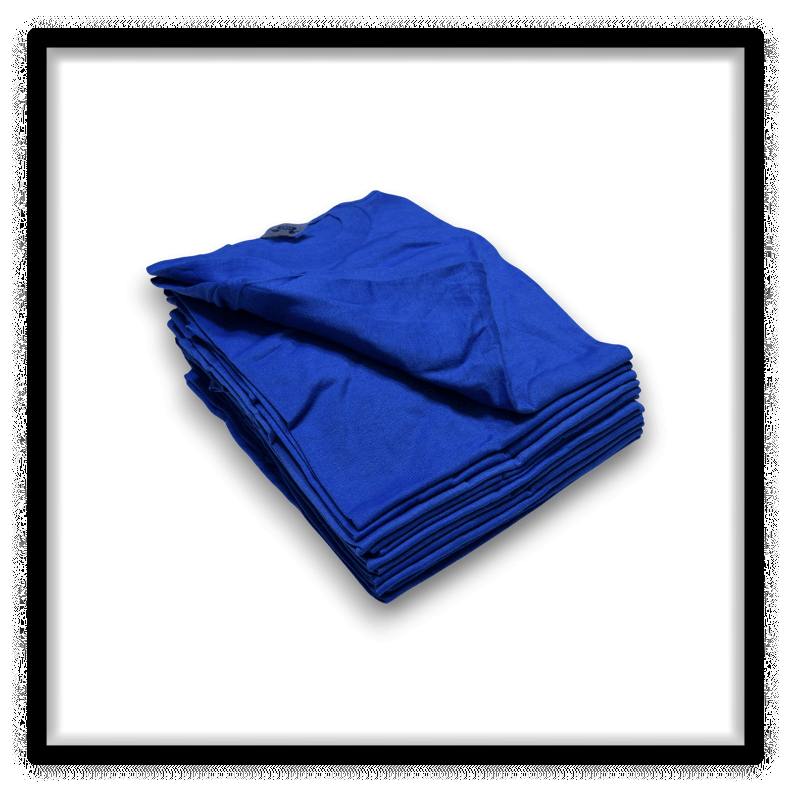 Printer's Dozen blue large vintage single-stitch blank T-shirts, angled stack