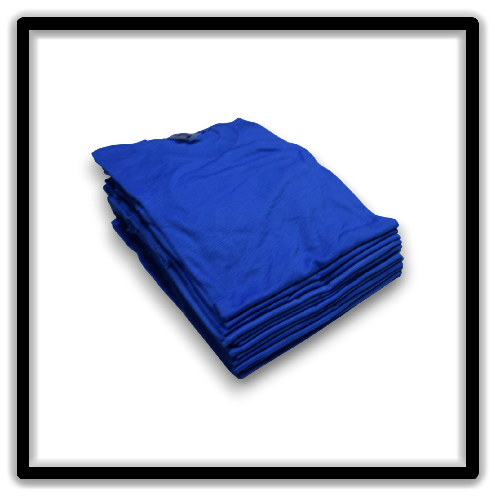 Printer's Dozen blue large vintage single-stitch blank T-shirts, angled stack alternate