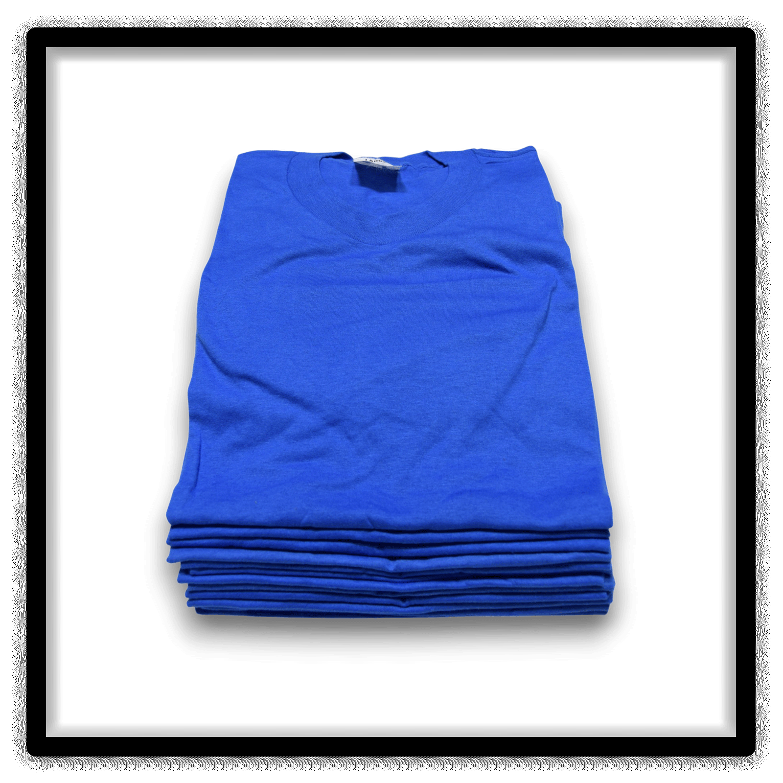 Printer's Dozen blue large vintage single-stitch blank T-shirts, front stack