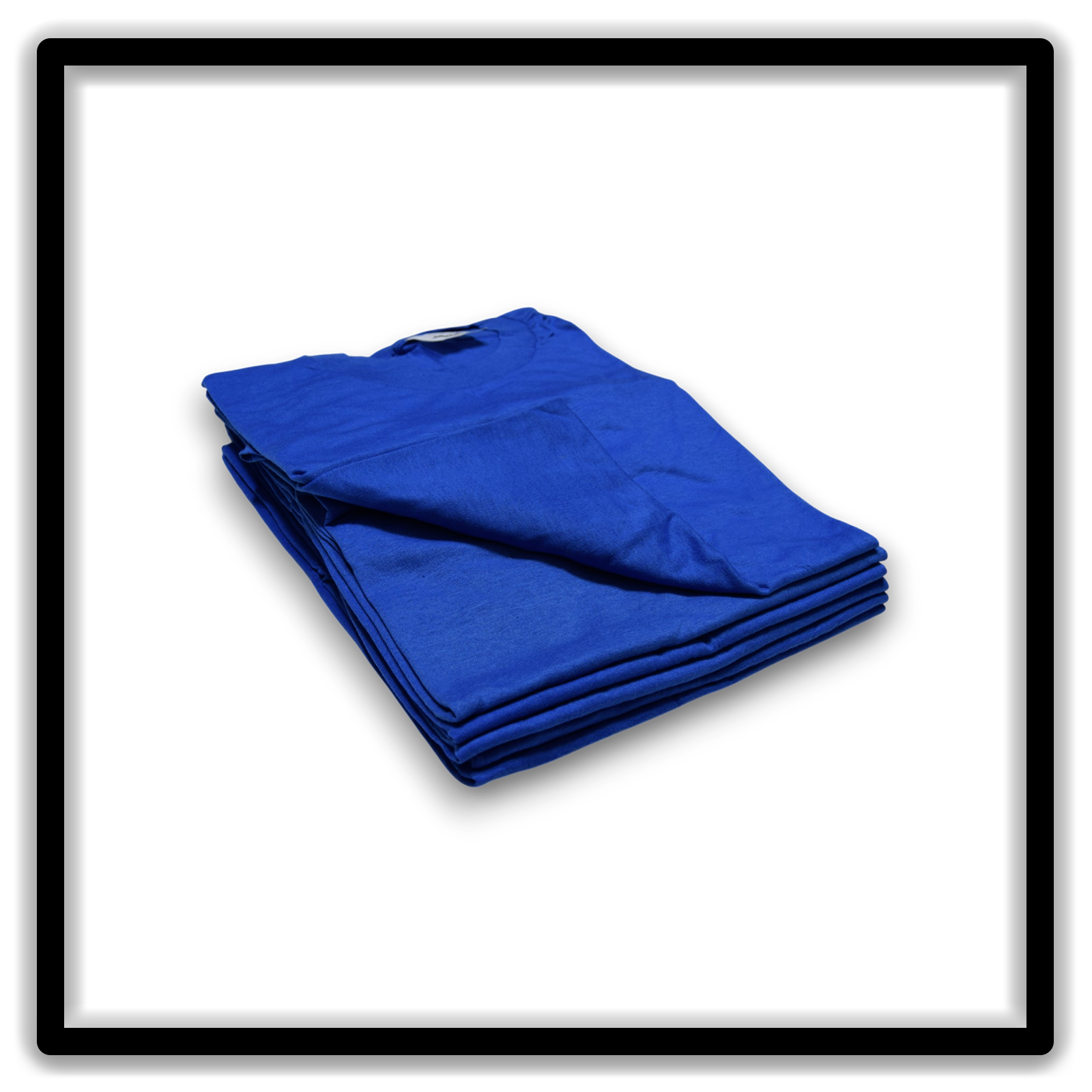 Printer's Dozen blue large vintage single-stitch blank T-shirts, angled stack second view
