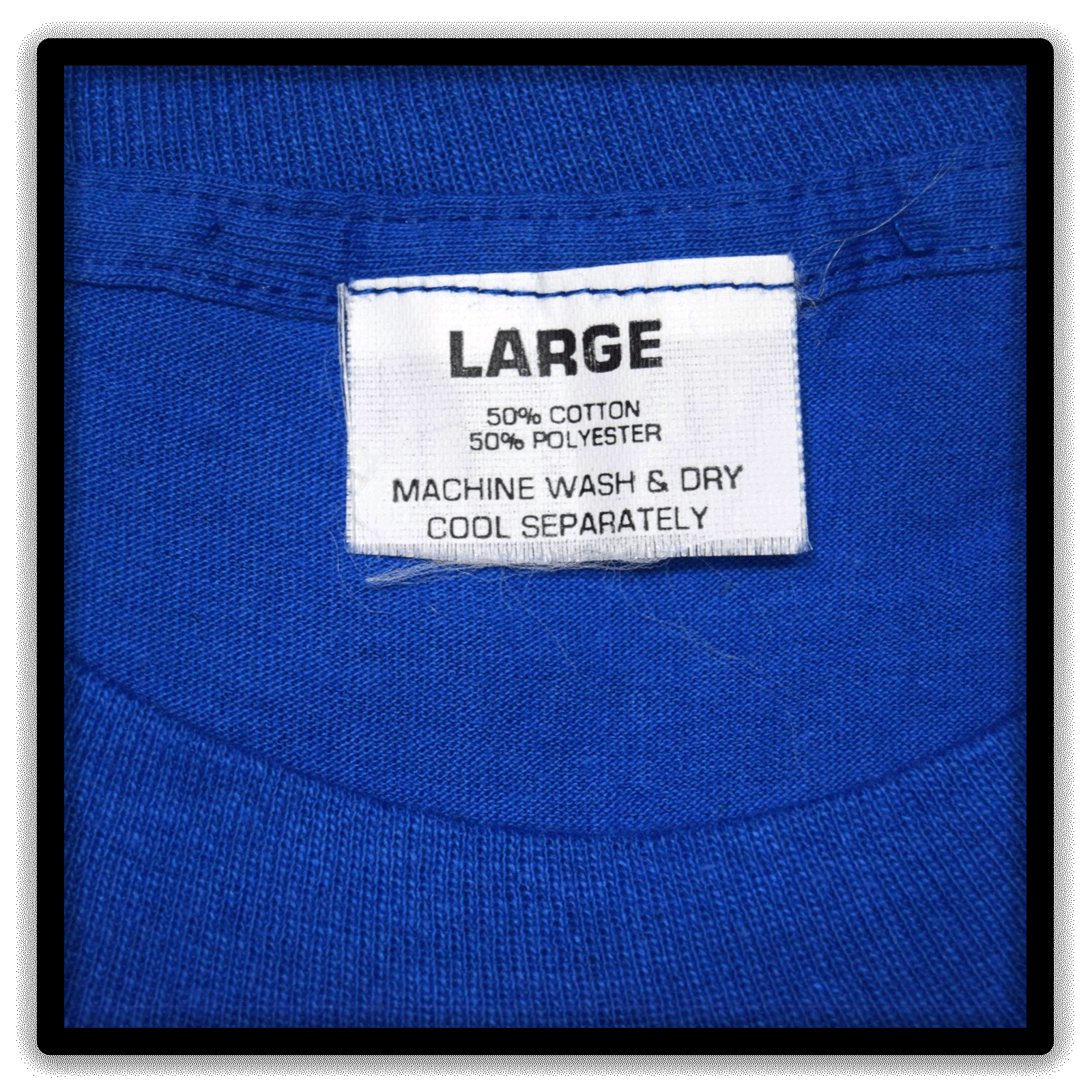 Printer's Dozen blue large vintage single-stitch blank T-shirts, brand tag detail