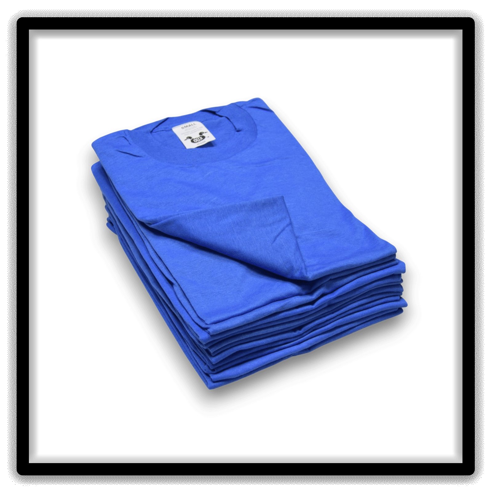 Printer's Dozen Blue Small vintage single-stitch blank T-shirts, stack angle
