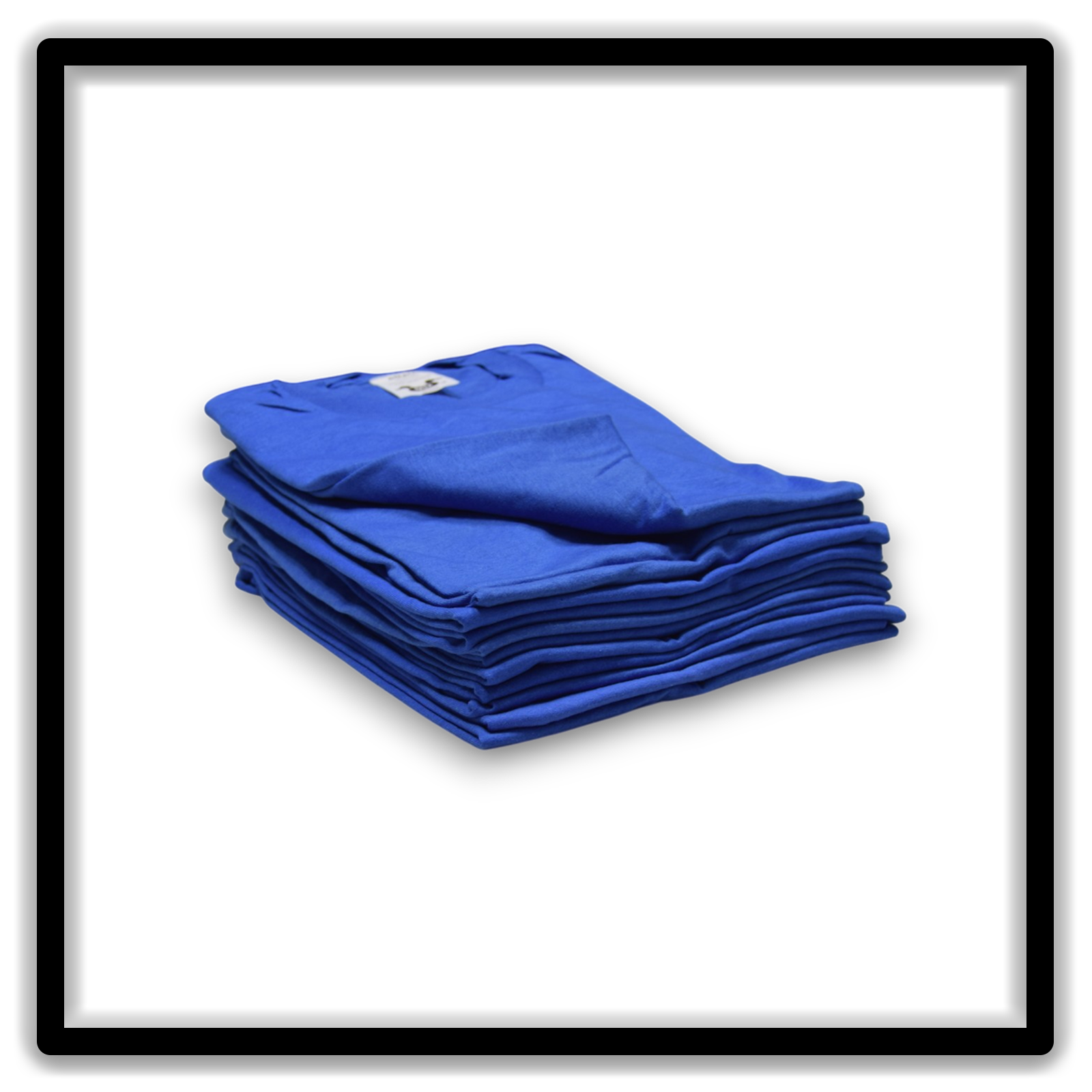 Printer's Dozen Blue Small vintage single-stitch blank T-shirts, stack side angle