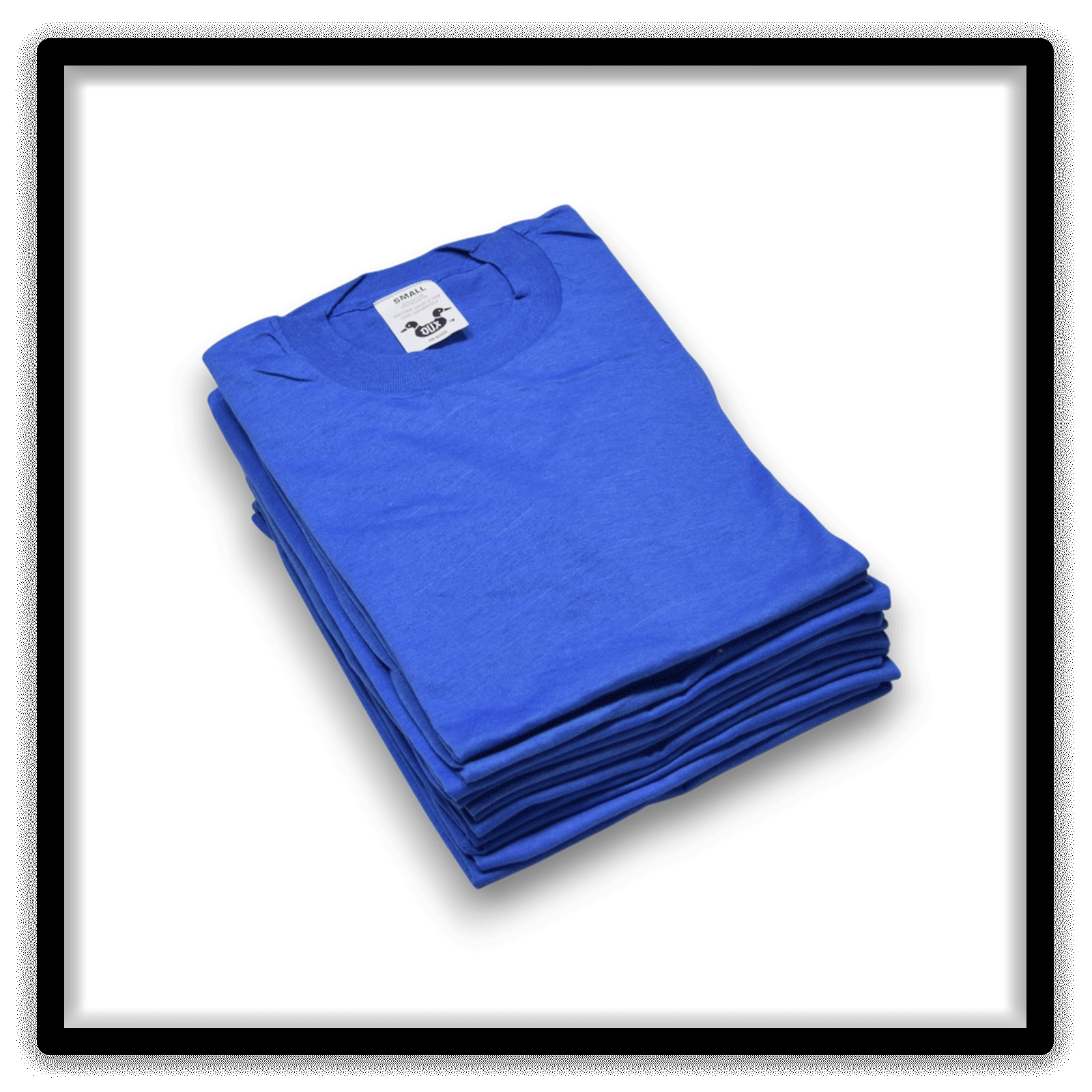 Printer's Dozen Blue Small vintage single-stitch blank T-shirts, stack angle side