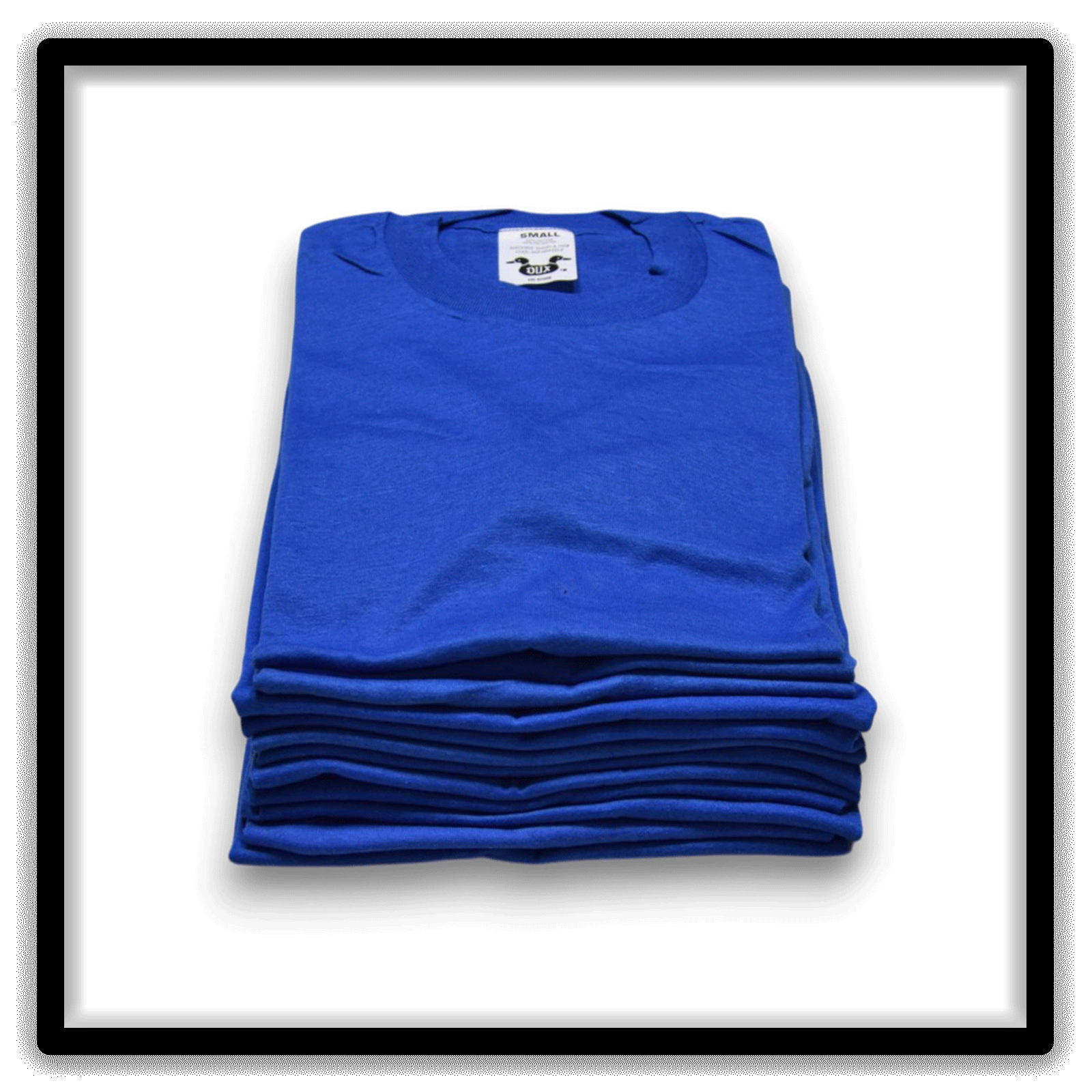 Printer's Dozen Blue Small vintage single-stitch blank T-shirts, stack front alternate