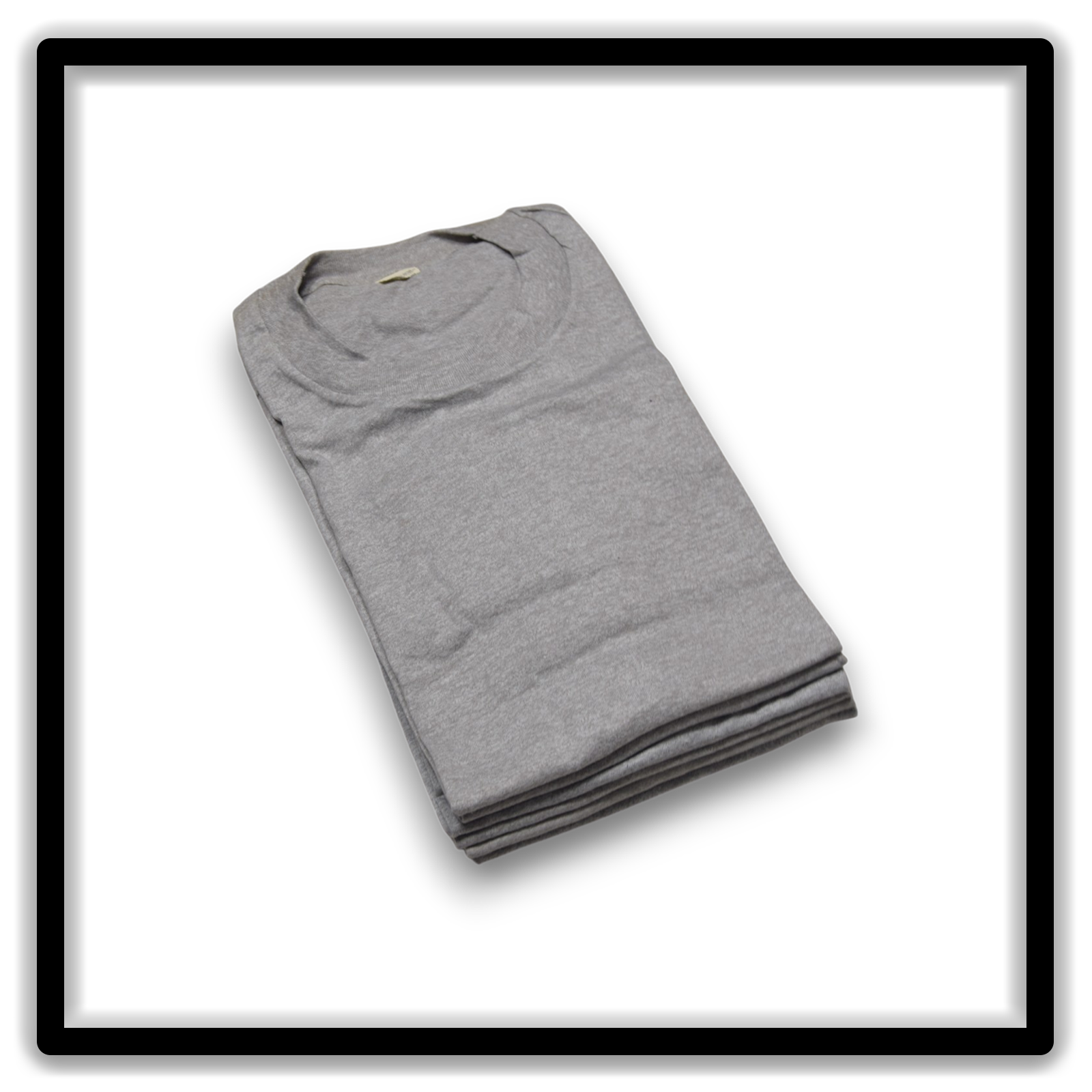 Printer's Half Dozen Gray Large vintage single-stitch blank T-shirts, stack angle vertical
