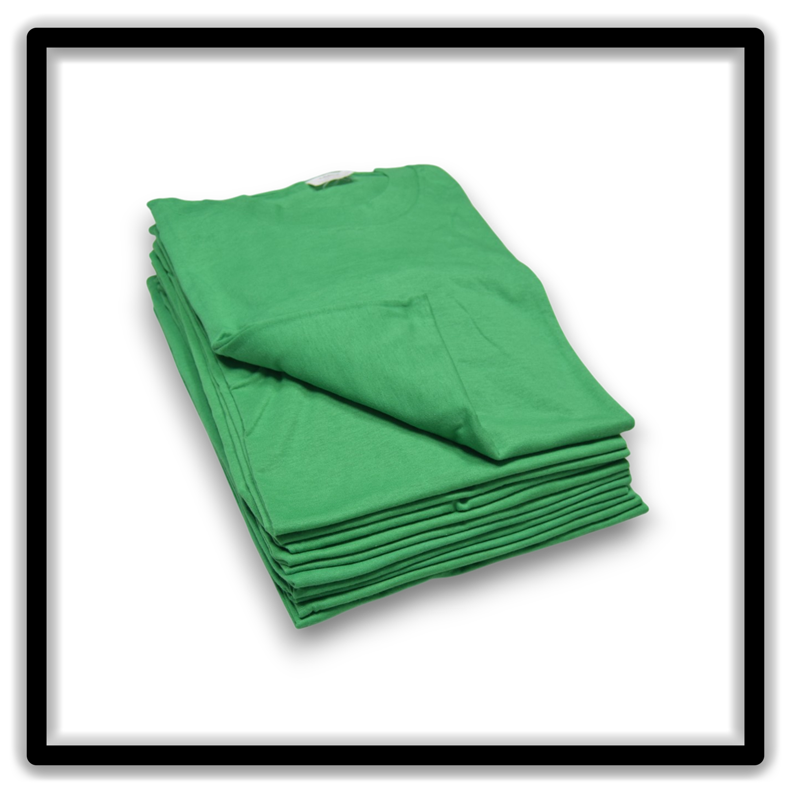 Printer's Dozen Green Large vintage single-stitch blank T-shirts, stack angle