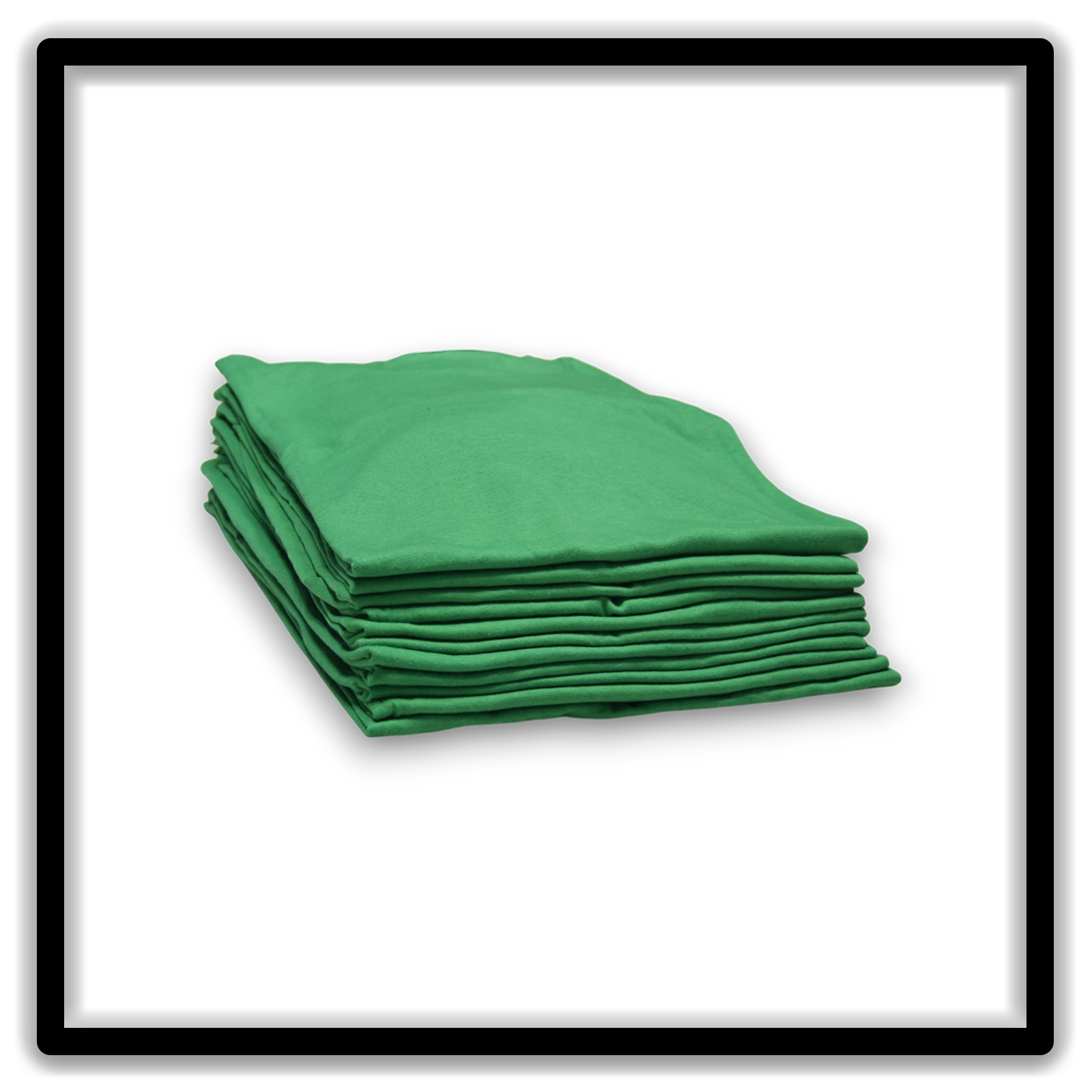 Printer's Dozen Green Large vintage single-stitch blank T-shirts, stack angle alternate