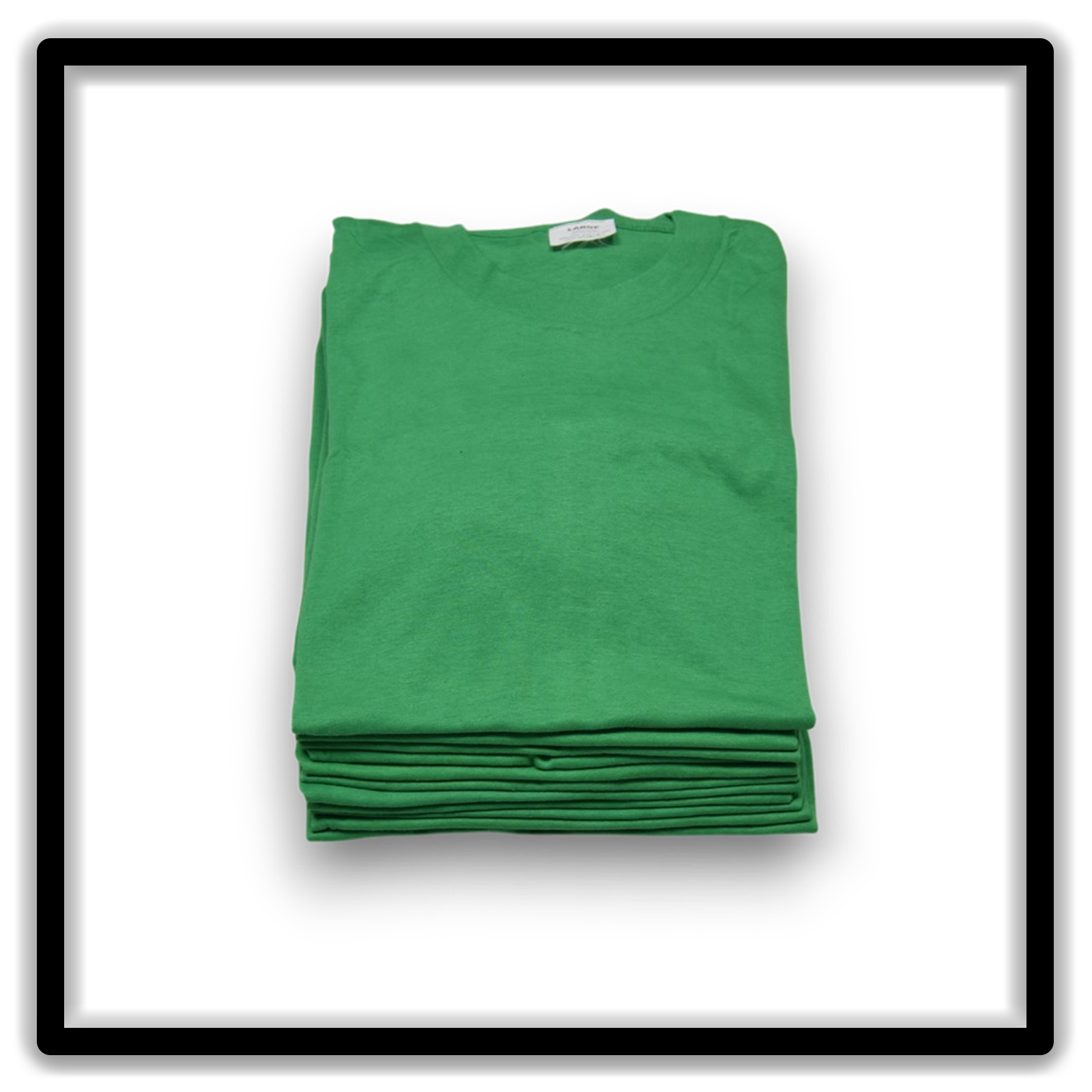 Printer's Dozen Green Large vintage single-stitch blank T-shirts, stack vertical