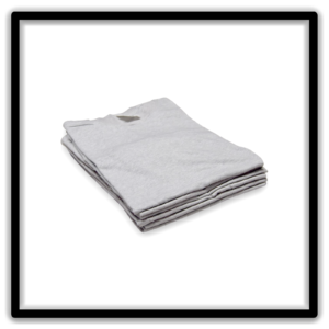 Printer's Half Dozen Heather Gray Medium vintage single-stitch blank T-shirts, stack angle