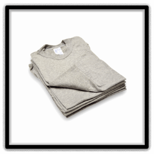 Printer's Half Dozen Heather Gray Small vintage single-stitch blank T-shirts, stack angle