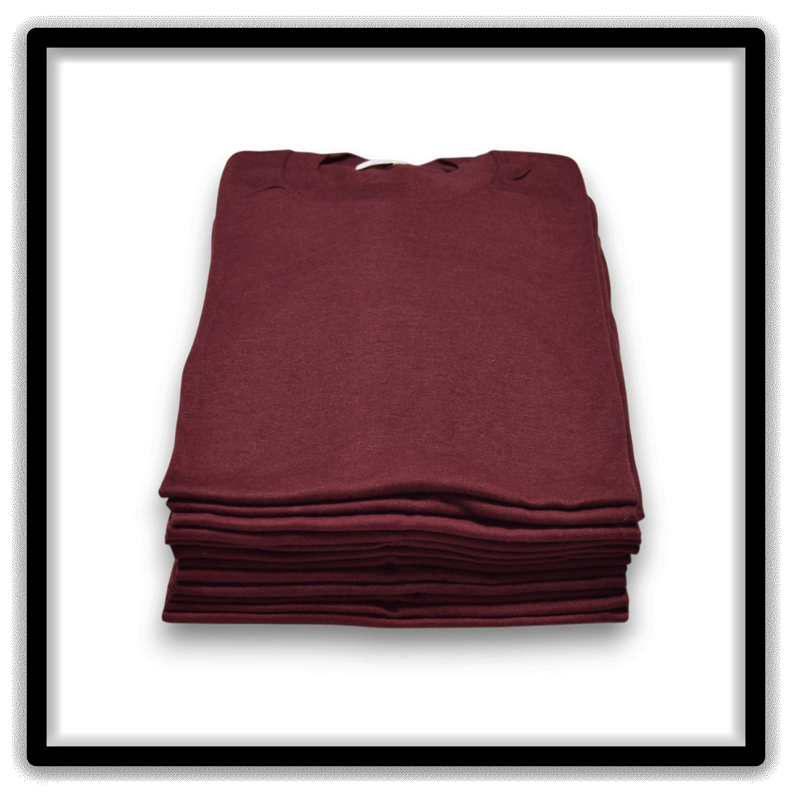 Printer's Dozen Maroon Large vintage single-stitch blank T-shirts, stack front