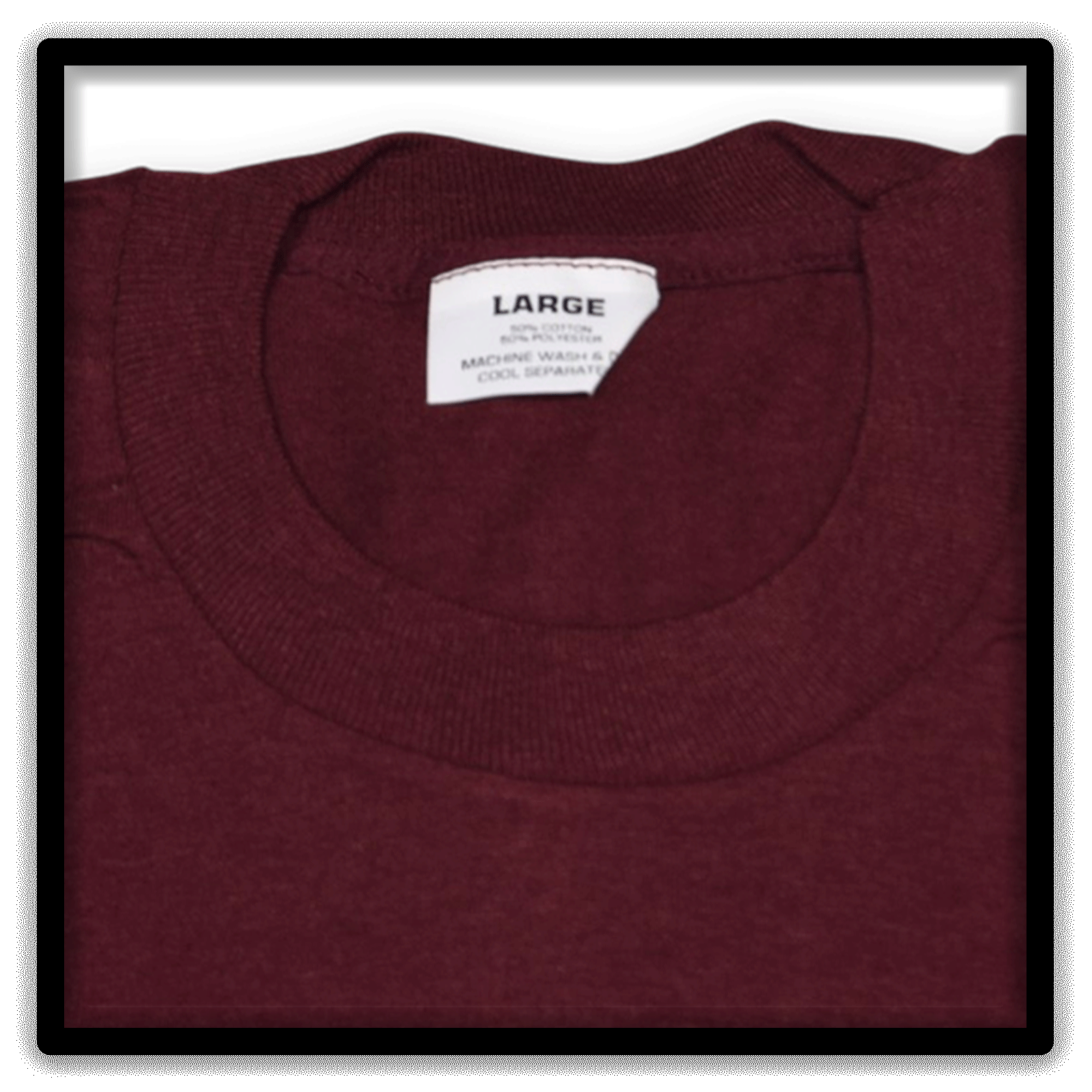 Printer's Dozen Maroon Large vintage single-stitch blank T-shirts, collar tag detail
