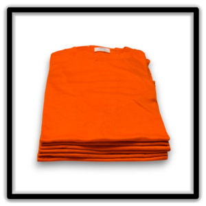 Printer's Half Dozen Orange Large vintage single-stitch blank T-shirts, stack front
