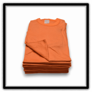 Printer's Dozen Orange XL vintage single-stitch blank T-shirts, stack front