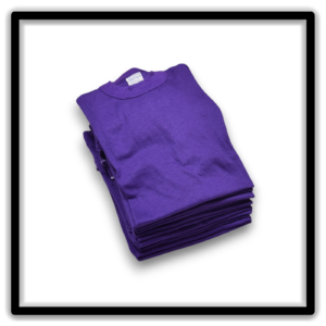 Printer's Dozen Purple Large vintage single-stitch blank T-shirts, stack angle
