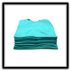 Printer's Dozen Teal Large vintage single-stitch blank T-shirts, stack front