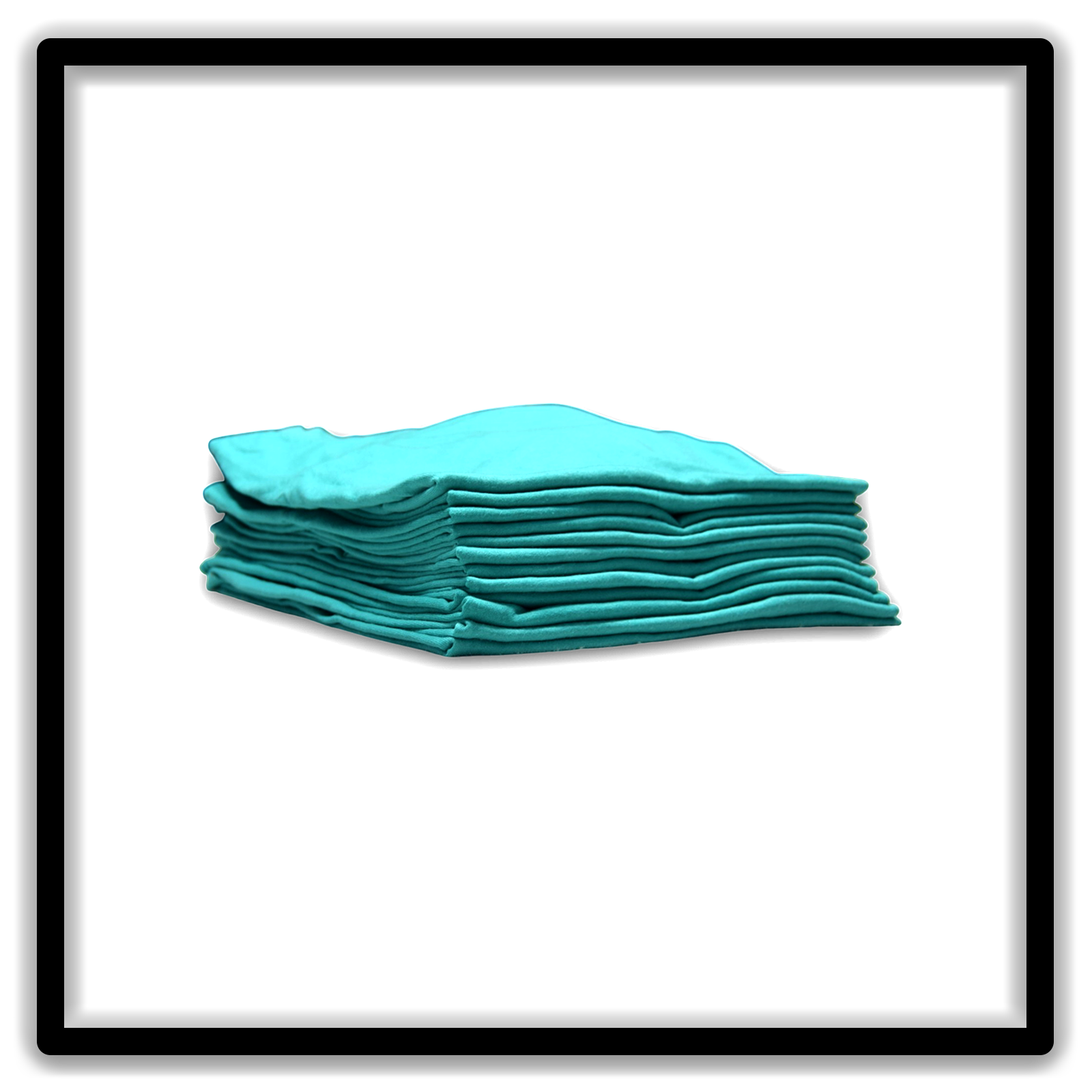 Printer's Dozen Teal Large vintage single-stitch blank T-shirts, stack side